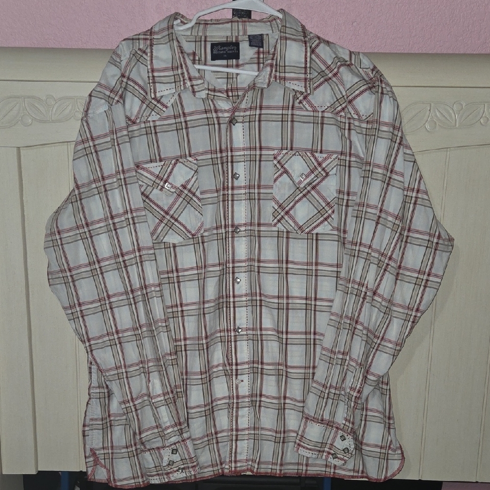 Wrangler Western Plaid Shirt - Red and Cream